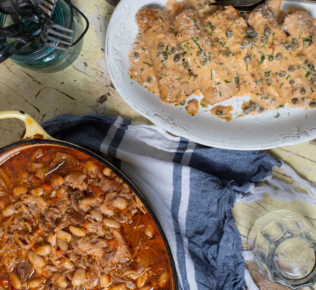 Escalopes de porc à l'italienne + Épaule braisée aux haricots - Le porc